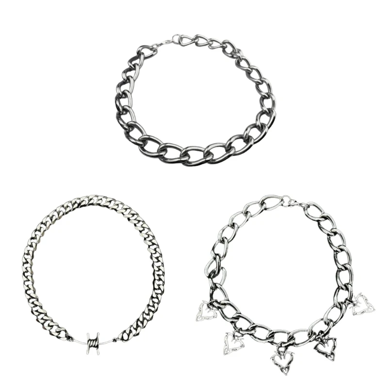 

Fashionable Punk Chain Necklace with Unique Design Durable Alloy Collarbone Chain Fashion Jewelry Decorations