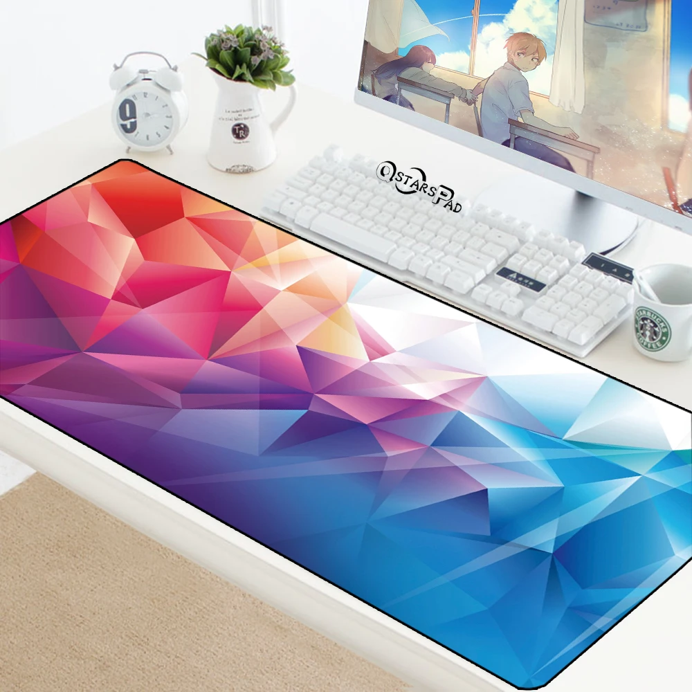 

Многоугольный игровой коврик для мыши 90X40, разные цвета, XL, резиновый большой игровой коврик для мыши с фиксируемыми краями, компьютерные аксессуары для ПК
