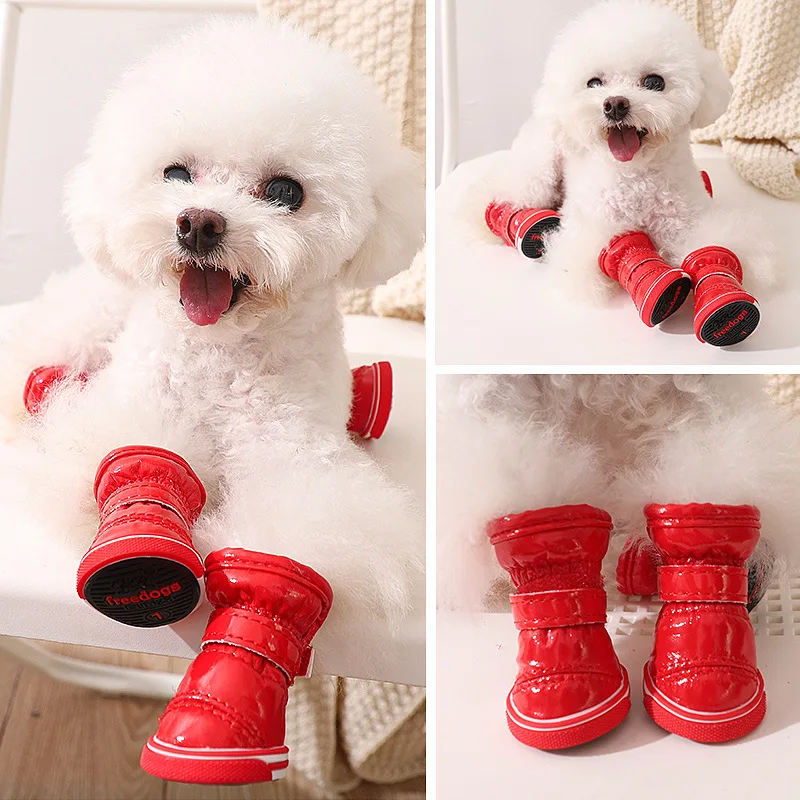 

Зимняя обувь для маленьких собак, теплая флисовая обувь для щенков, водонепроницаемая обувь для снежной погоды для собак, обувь для чихуаху...