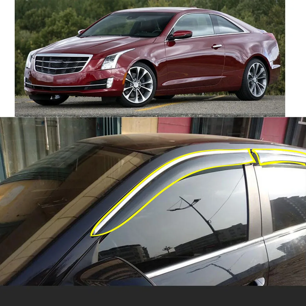 Car Sticker Plastic Window Glass Wind Visor Rain/Sun Guard Vent Parts For Cadillac ATS 2013 2014 2015 2016 2017 2018 2019 2020