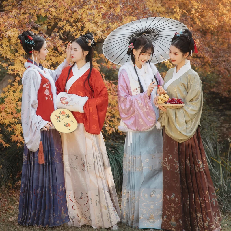 Imitation Makeup Floral Yarn Horse Face Skirt Ming Made Jacket Skirt Hanfu Female Autumn and Winter Half Skirt