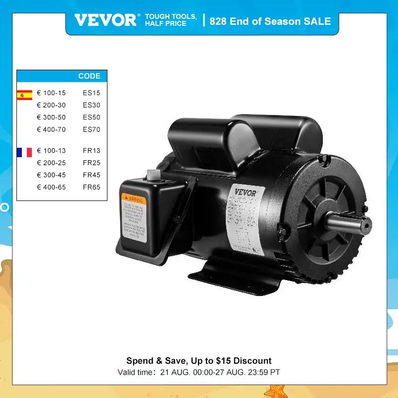 VEVOR Single Phase 5HP Asynchronous Electric Induction Motor