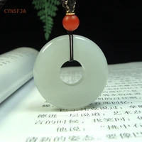 cynsfja new real rare certified natural hetian mutton fat nephrite lucky amulet peace buckle jade pendant high quality best gift