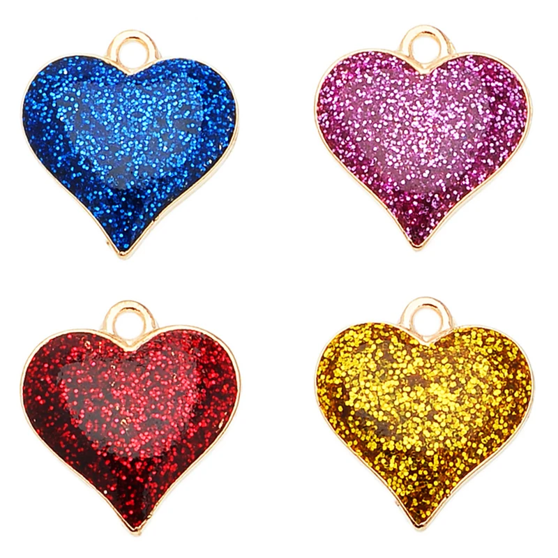 

20 Pcs 16*17mm Sweet And Romantic Gold Powder Love Pendant Ladies Necklace Bracelet Earrings DIY Jewelry Making Parts Wholesale