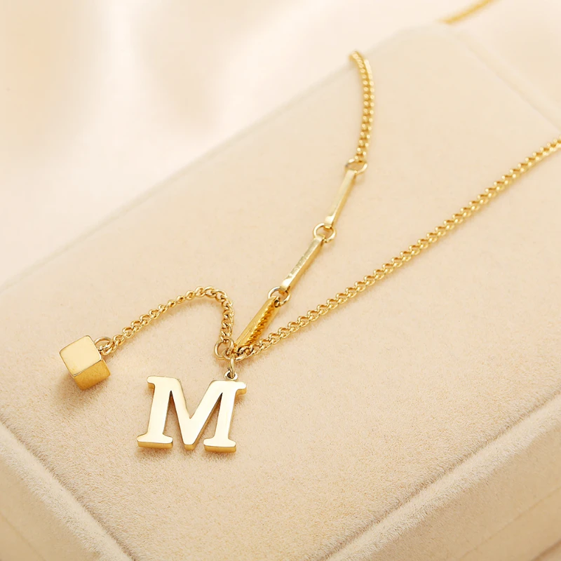 

M Letter Pendants Gold Necklace Vintage Necklaces Jewelry for Women Collares Chains Kpop Choker Cadena Hombre Bijoux Cute Kolye