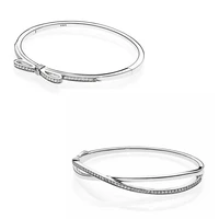 authentic 925 sterling silver moments alluring brilliant with row bracelet bangle fit bead charm diy pandora jewelry
