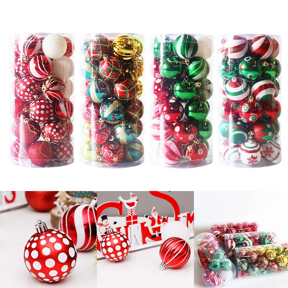 

30pcs Mixed Christmas Balls Decorations Glittering Texture Baubles Xmas Tree Hanging Ornament For Home Merry Party Decor