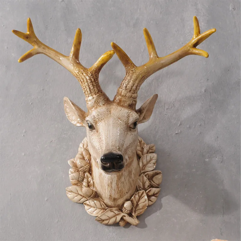 

DEER HEAD LIVING ROOM PORCH WALL DECORATION RESIN DEER HEAD WALL DECORATION PENDANT EUROPEAN RETRO WALL HANGING MOVING GIFTS