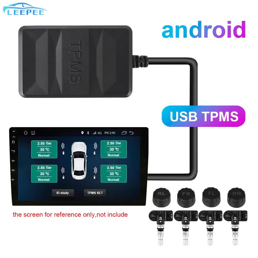 

LEEPEE USB TPMS Android TPMS for Car Radio DVD Player Spare Tyre Internal External Sensor Tire Pressure Monitoring System
