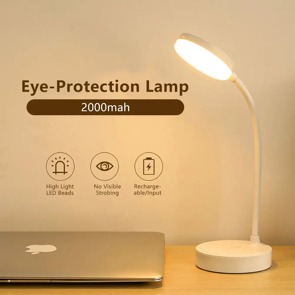 

USB Rechargeable Table Lamp Eyes Protection Touch Stepless Dimmable LED Light Student Dormitory Bedroom Study Reading Desk Lamp