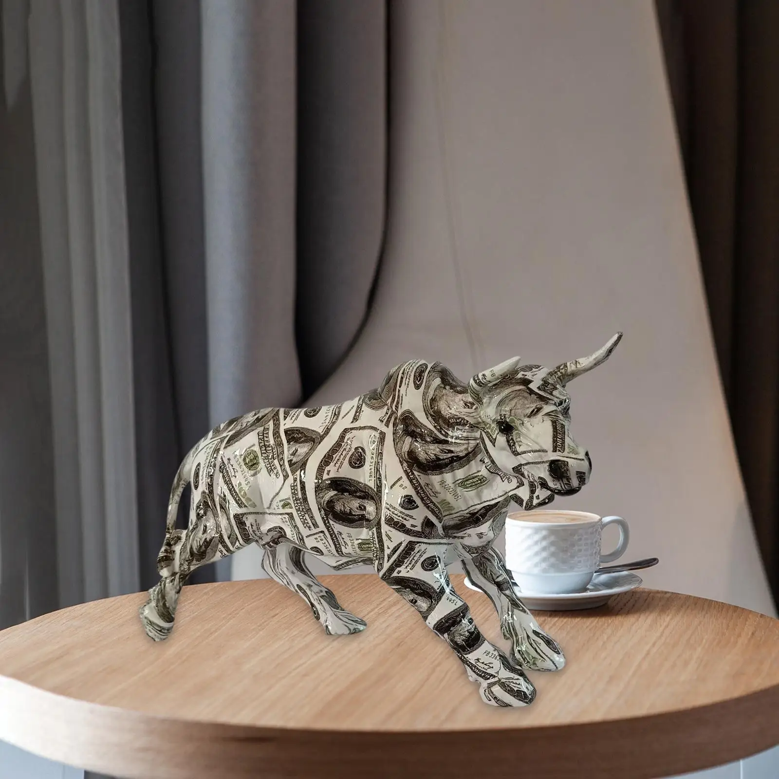 

Table Figurine Resin Tabletop Centerpiece Art Crafts Artwork Animal Statue Bull Sculptures for Shelf Bedroom Office Porch
