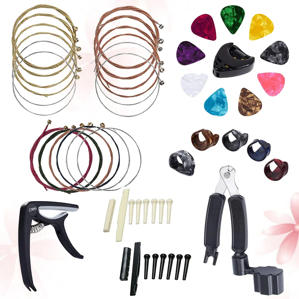

1 Set Guitar Parts Plectrum Picks Bridge Nut Saddle String Winder for Bass Guitar Instrument