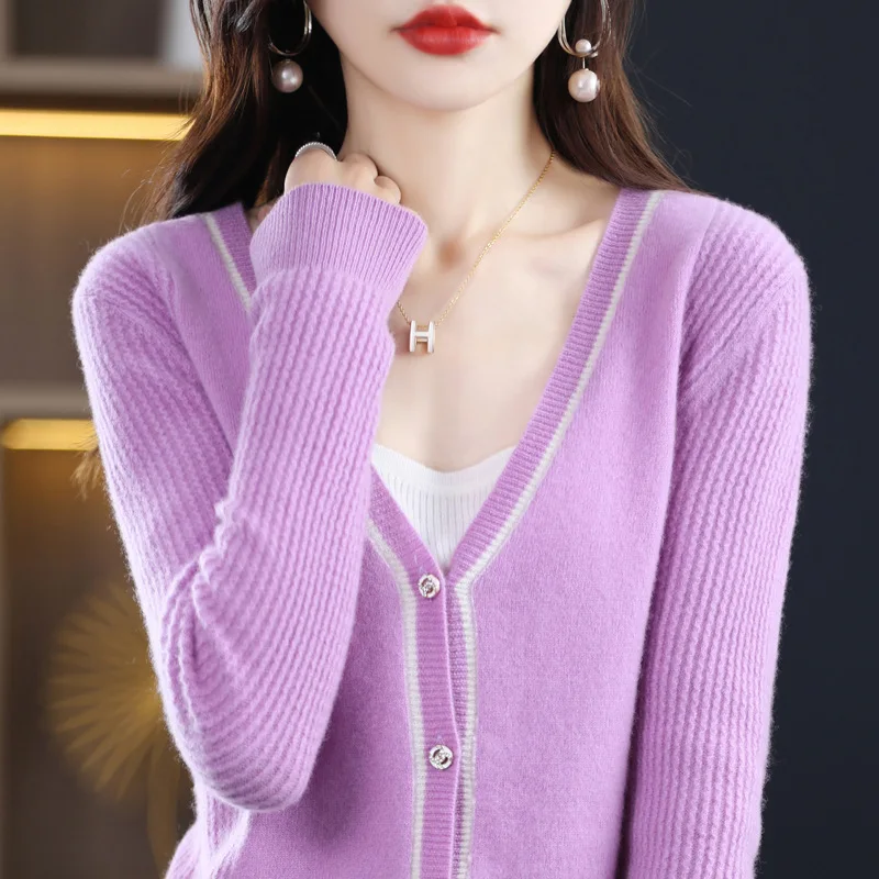 

Женский кашемировый свитер с V-образным вырезом, 2023 шерсть