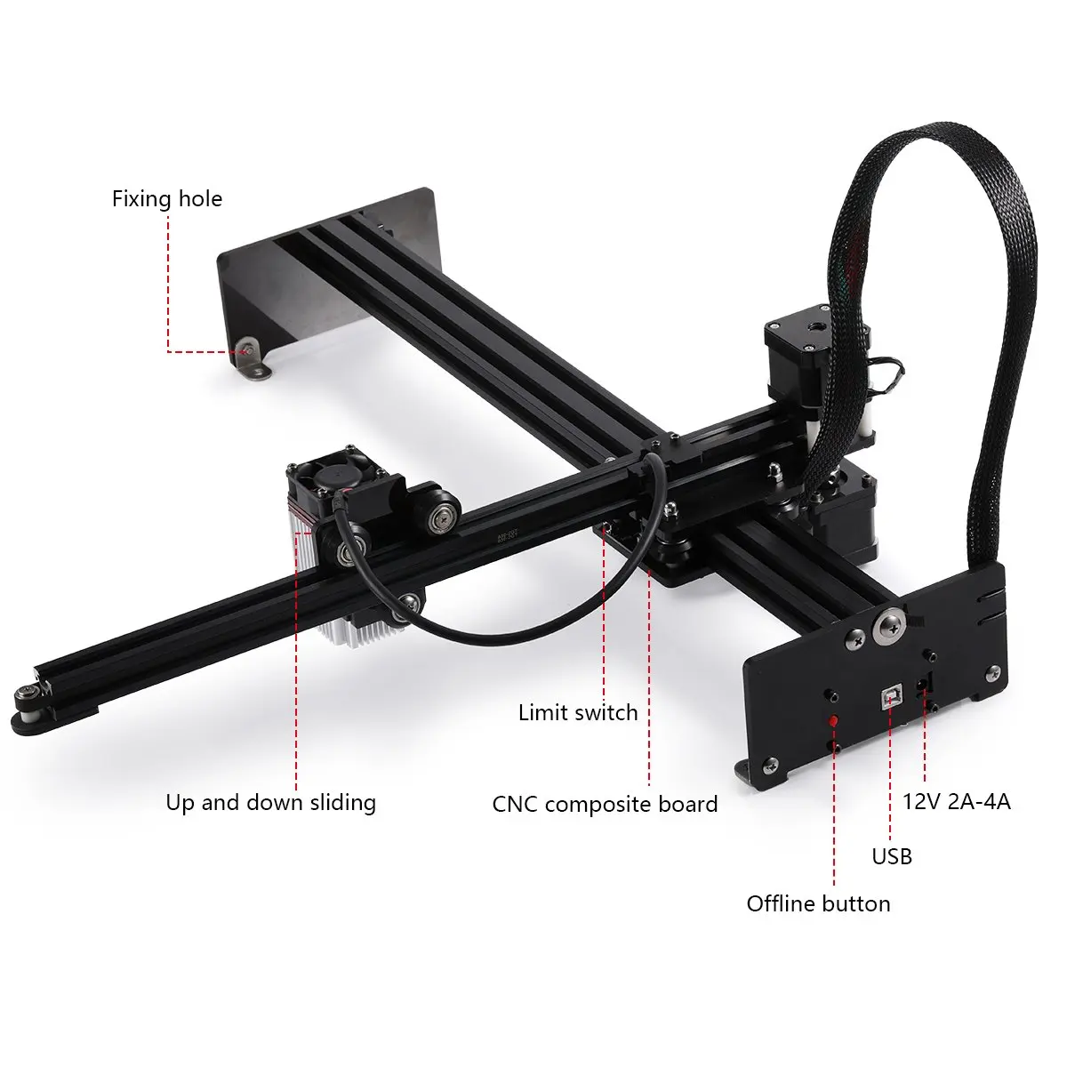 

DIY Laser Engraver Metal Cutting 3D Printer with Safety Protection CNC Laser Engraver