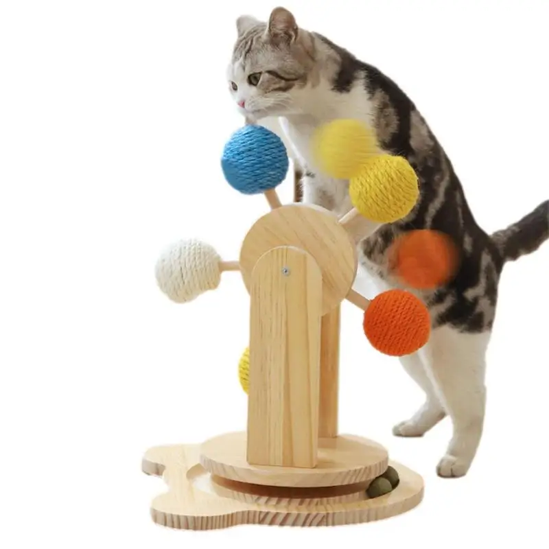 

Cat Scratcher Toy With Ball Cat Scratching Board Toy With 5 Sisal Balls Rotatable Ball Cat Scratcher For Indoor Kittens Cats