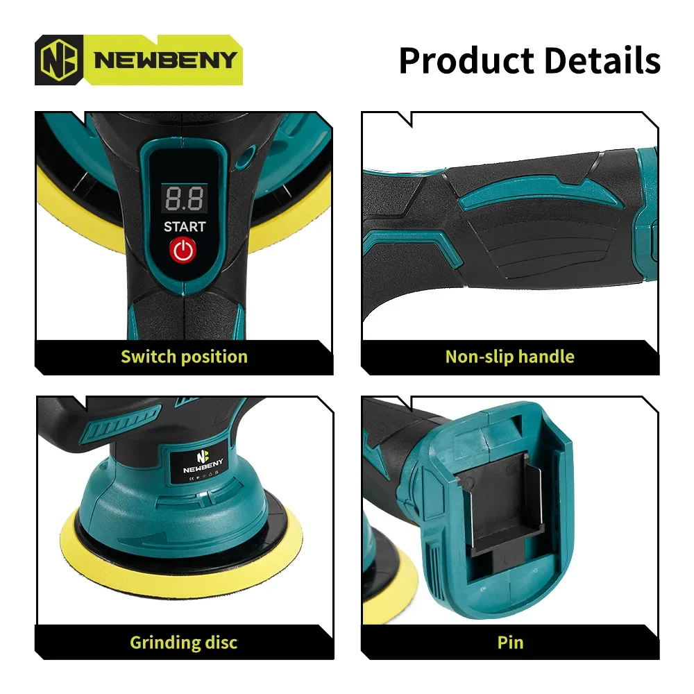 NEWBENY Беспроводной электрический автомобильный полировщик 8 передач эффективная