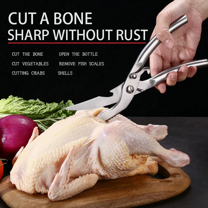 

Кухонные ножницы с куриными костяшками, нож для рыбы 4Cr, рыбные ножницы из нержавеющей стали, весы для чистки, ножницы для готовки, нож, кухон...