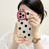 3d lovely bow camera ring mobile phone case for iphone 13 12 pro max 11 xs cute polka dots armor back cover