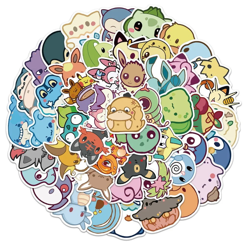 

50Pcs Q Pokemon Go Cute Pokemon Anime Stickers Cartoon Waterproof Laptop Suitcase Stickers for Children's Gift Kawaii