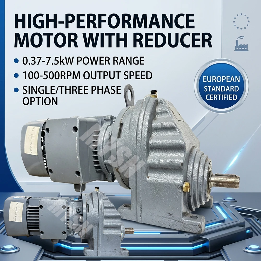 Фото Мотор-редуктор 1100W 1500W 2.2KW, чугунный, RF57, вертикальный, цилиндрический, с редуктором скорости и коробкой передач №1