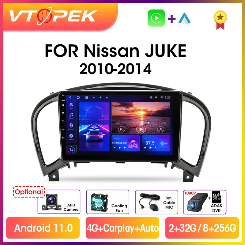 Vtopek 9" 4G Carplay 2din Android 11.0 Car Radio Multimedia Video Player GPS Navigation For Nissan Juke YF15 2010-2014 Head Unit