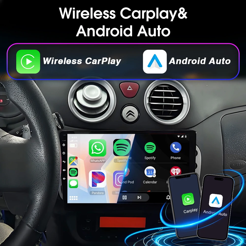 Фото Для Citroen C2 C3 2001-2010: Автомагнитола Android 16, мультимедийный плеер, GPS-навигация, Carplay, DVR, сенсорный экран №5