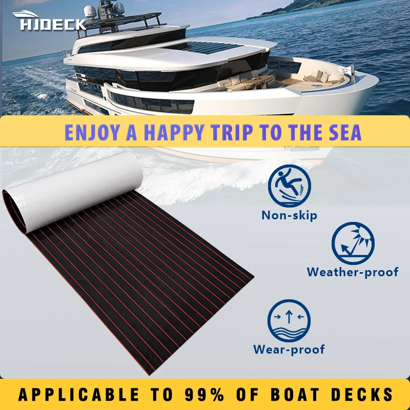 

2400*450*6mm Boat Deck Flooring EVA Foam Faux Teak Mat Marine Self-Adhesive Marine Sheet Yacht Accessories Waterproof Antiskid