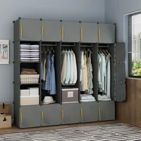 New Design Assemble Plastic Portable Closet Cabinet Amazing Bedroom Furniture Grey With Thickened Door Plastic Wardrobe Almirah