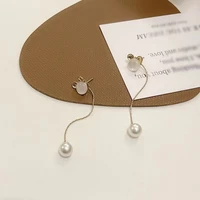 personalized fashion long stud earrings for women girls korean style luxury aesthetic sweet pearl earrings female charm jewelry