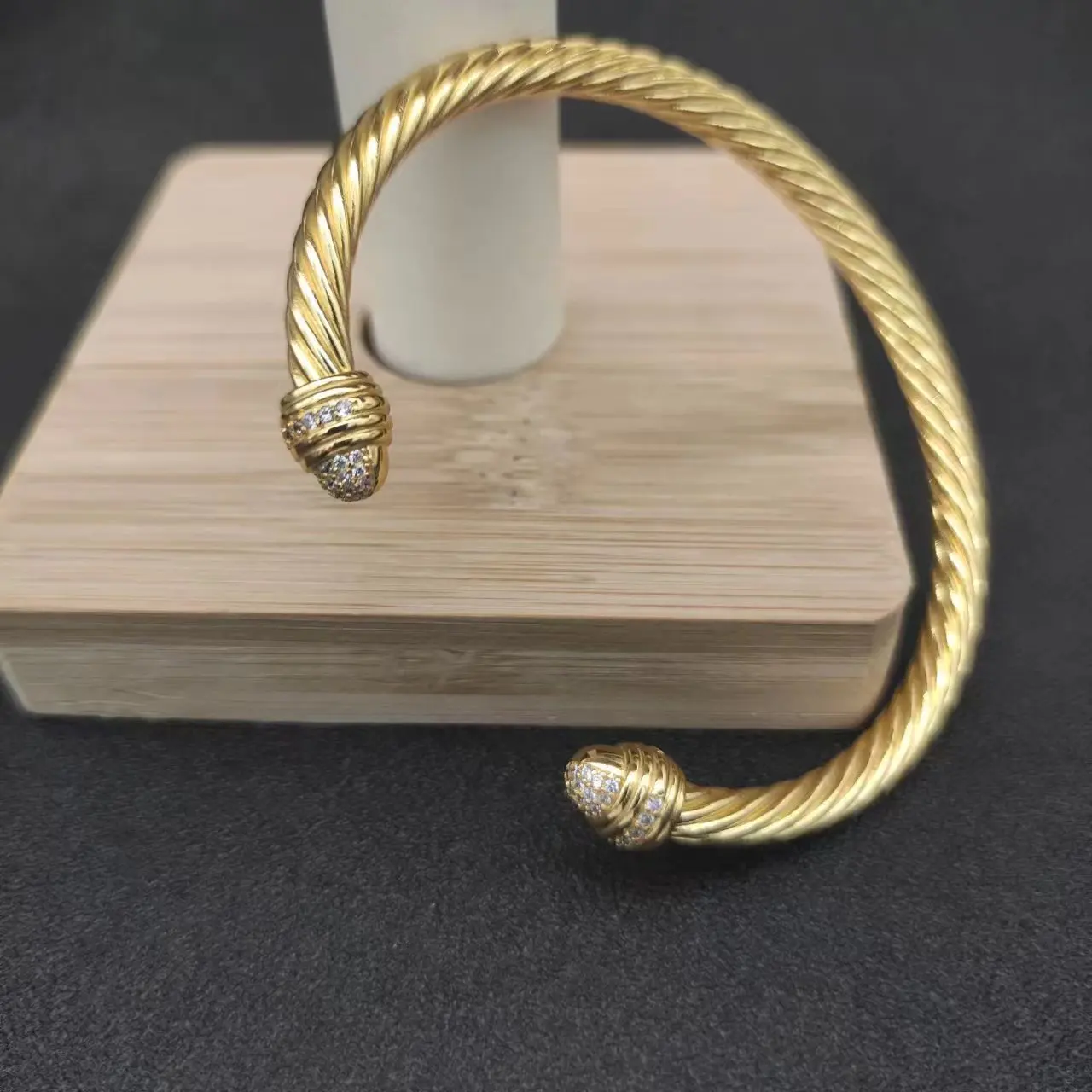 David Yurman 5MM 7MM Round Head Color Separation Bracelet Buckle in Sterling Silver with 18K Rose Gold PLATED