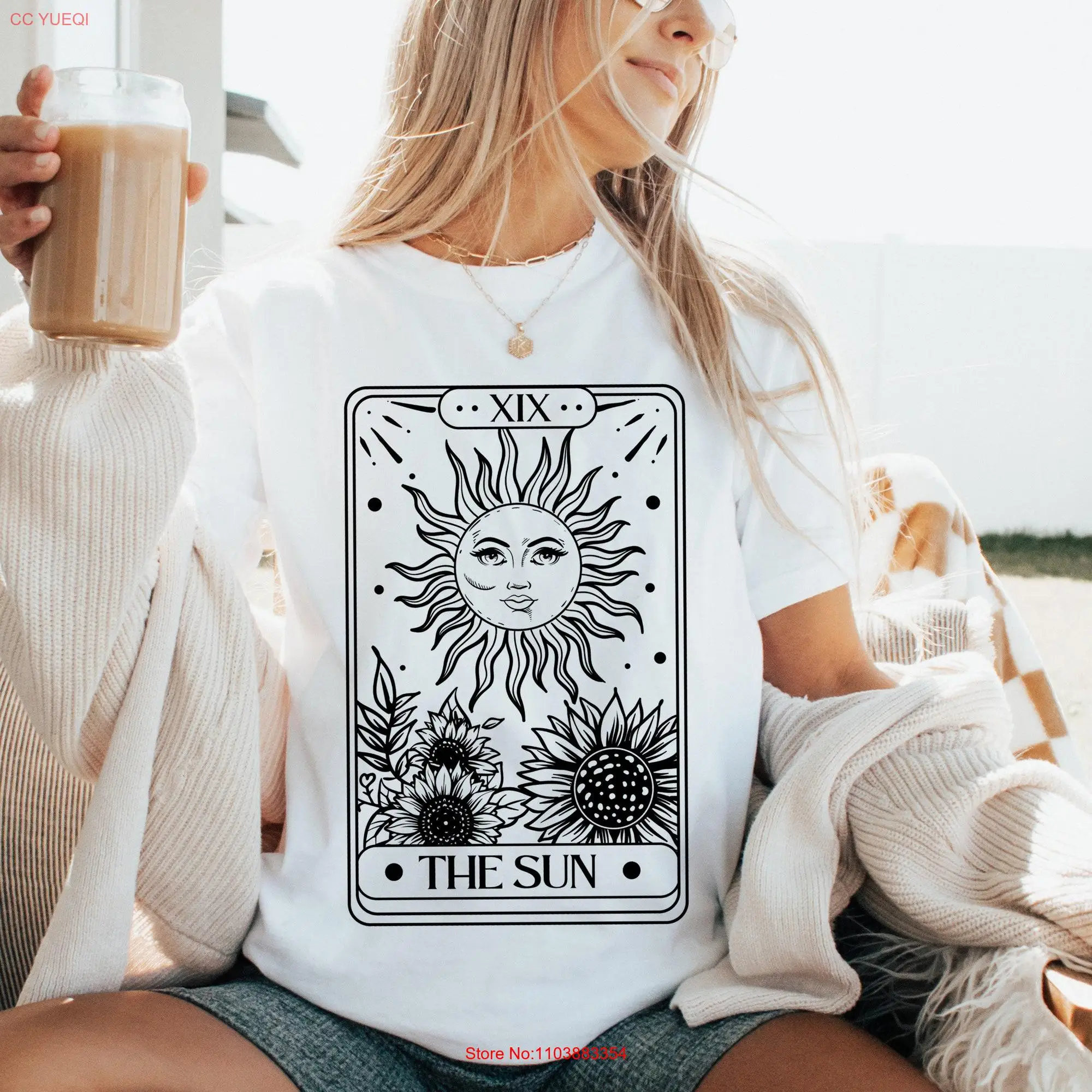 Удобная цветная футболка The Sun Tarot для чтения карт винтажная одежда в стиле Вичи