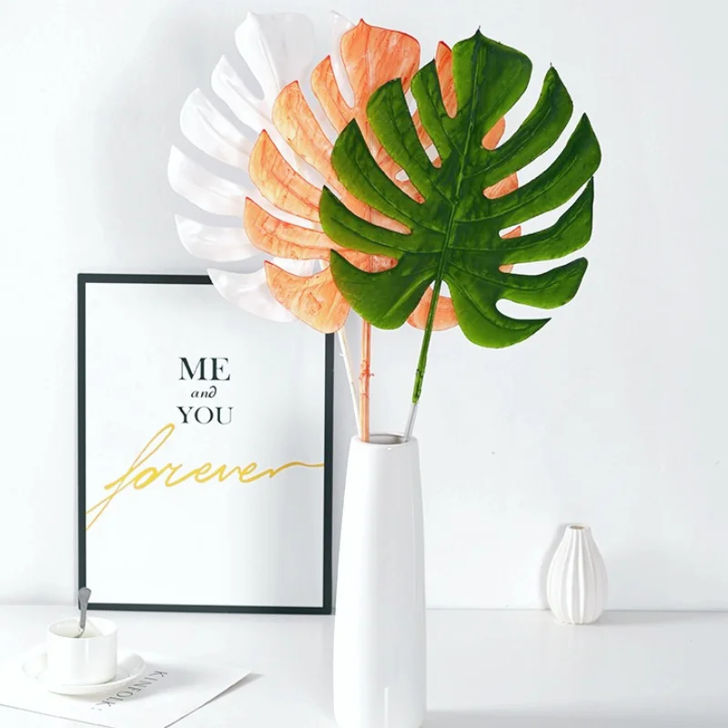 

Искусственные зеленые растения, длина 80 см, одиночный листья спины черепахи, аксессуары для букета, ландшафтные растения для дома