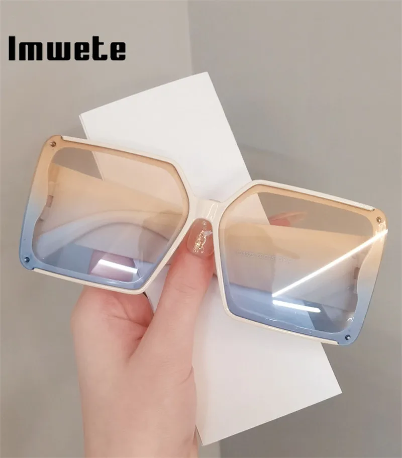 

Imwete модные квадратные солнцезащитные очки женские оверсайз градиентные очки UV400 Винтажные брендовые дизайнерские уличные Оттенки UV400 для ж...