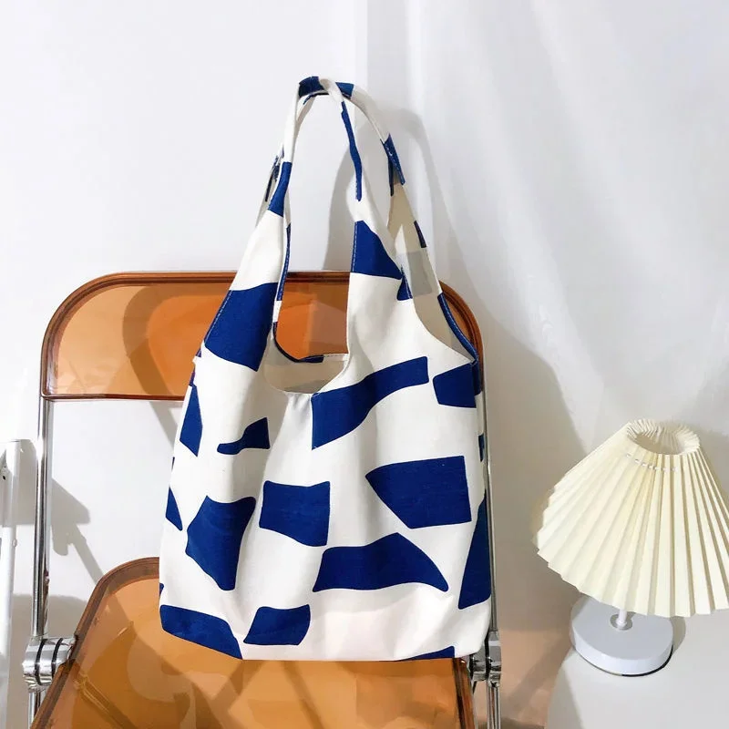 

Women Shoulder Bag 2023 Canvas Tote Bag Girl Shopper Spring And Summer Casual Large Capacity Geometric Pattern Printing Handbags