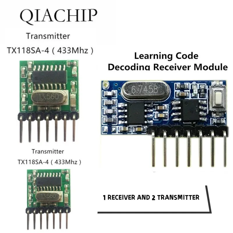 Беспроводной приемник X1 433 МГц и 2 передатчика с дистанционным управлением обучающий код 1527 декодирующий модуль 4-канальный выход с кнопкой обучения