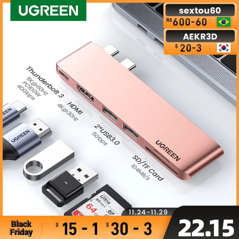 UGREEN USB C Hub Per MacBook Pro Air USB Tipo C HDMI per MacBook Pro Air Adattatore Thunderbolt 3 dock USB C 3.1 HUB USB