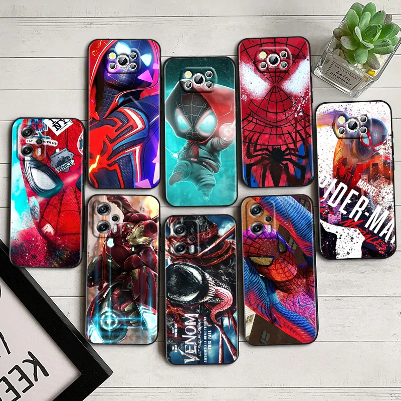 

Marvel Venom SpiderMan For Xiaomi Poco F5 X5 C55 C50 M5 M4 X4 X3 F3 GT NFC M3 C3 M2 F2 F1 X2 Pro Silicone Black Phone Case Cover