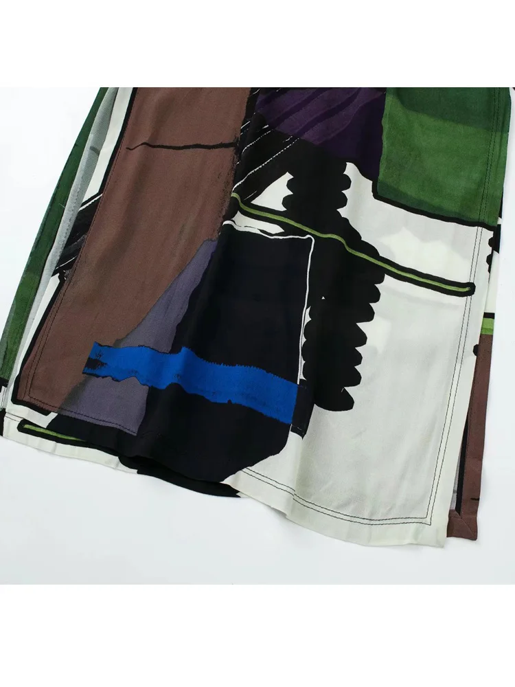 Платье-макси летнее с длинным рукавом и поясом зеленое |