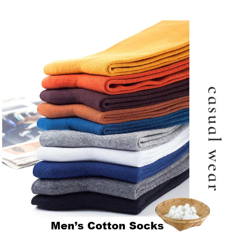 5Pairs High Quality Spring Autumn Men's Cotton Socks For Men Dress Male Gifts Business Casual Sox