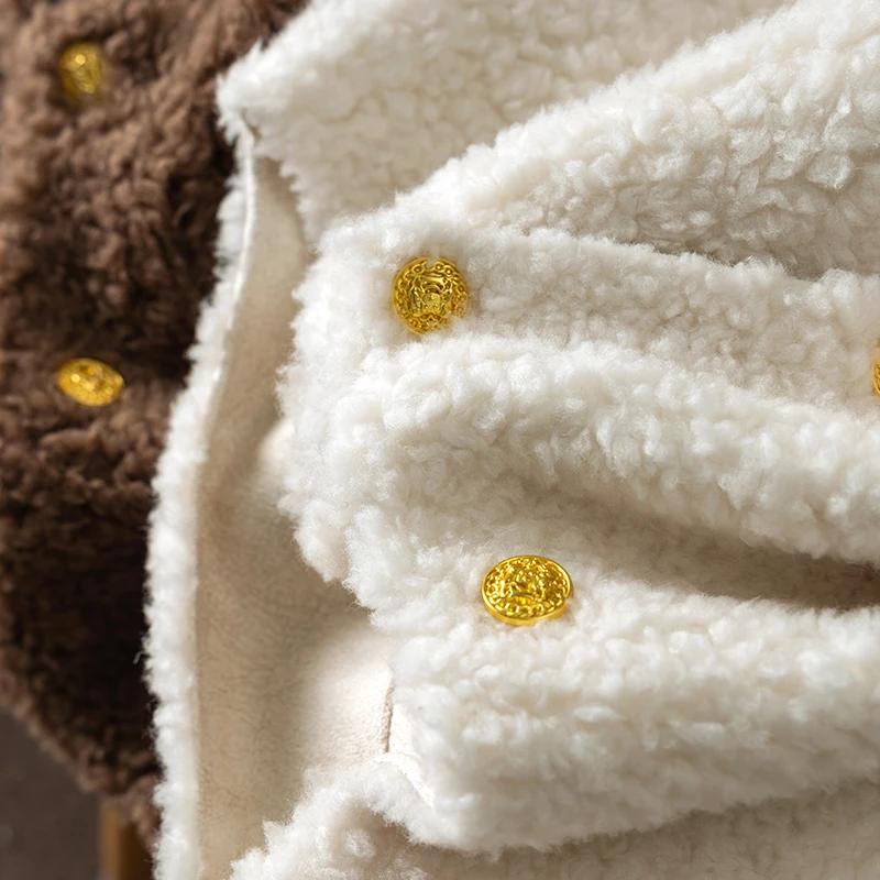 2022 New Wool  Double Breasted  Fur Coat Women  High Street  Winter  Womens Jackets  Wide-waisted  O-Neck  Jackets  Casaco