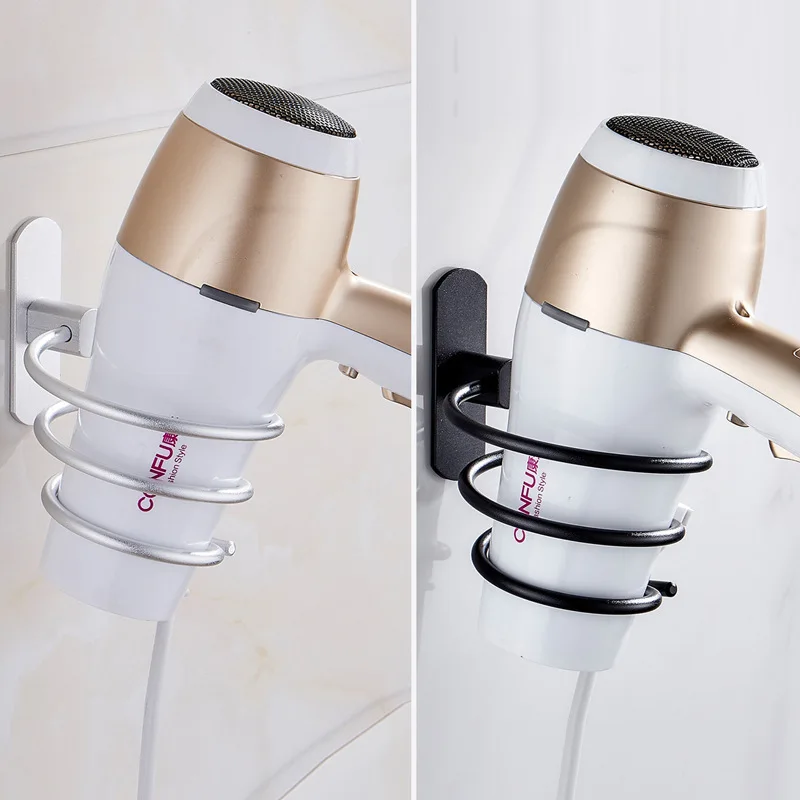 

Gold Hair Dryer Holder Wall Mounted Organizer Spiral Stand Holder Rack Aluminum Bathroom Shelf Storage Bathroom Accessory Shelf
