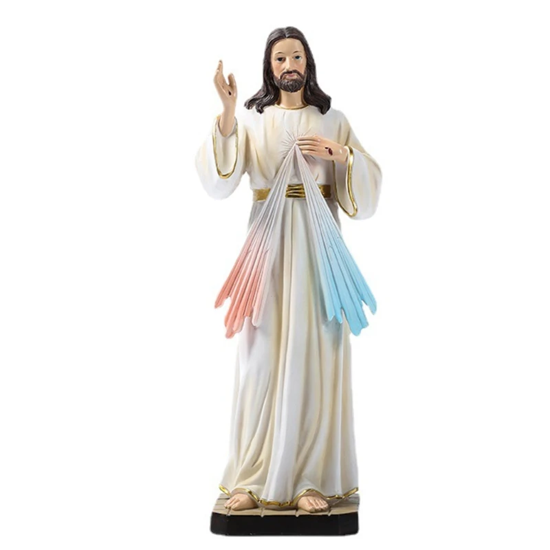 

2022 New 12 Inch Tall Jesus Statue Resin Hand Painted Holy Figurine Sculpture Catholic Christian Souvenirs Gift