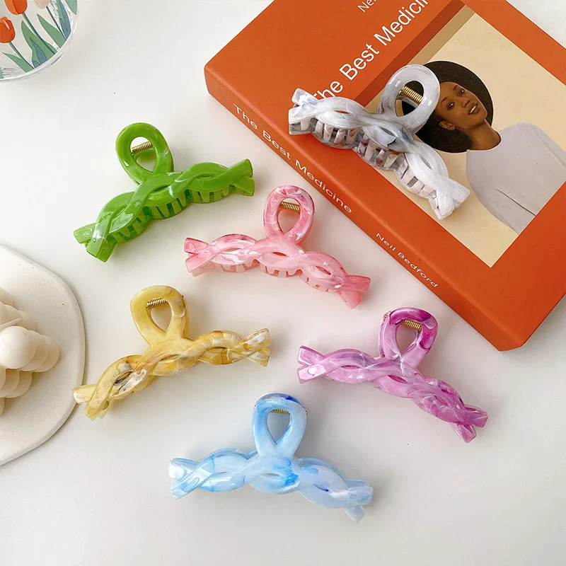 

Candy Color Hair Clips for Girls Plastic Threaded Temperament Accessories Clip Women Accessory New Headwear Apparel