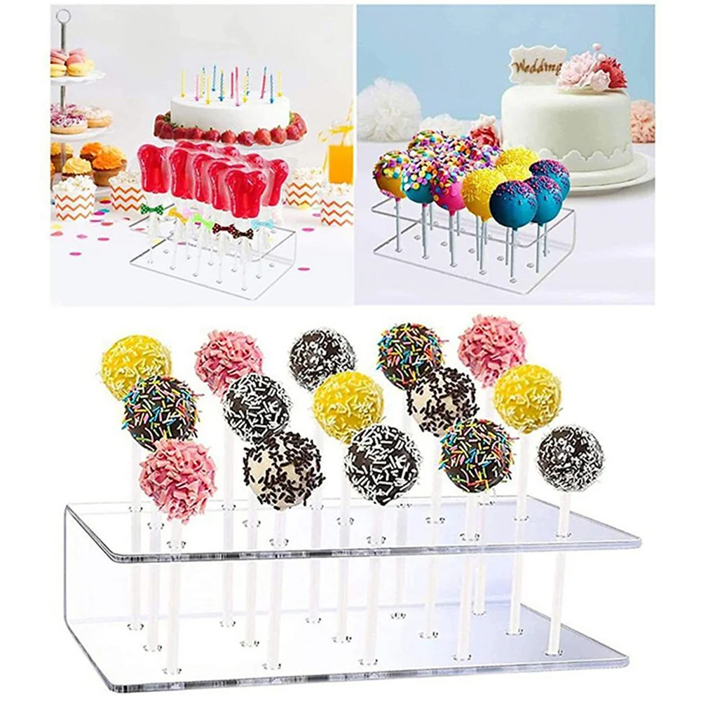 

New Transparent Acrylic 15 Holes Rectangular Cake Party Holder Lollipop Candy Holder Wedding Party Holder Displays Stands