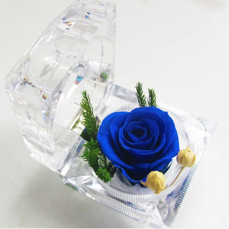 

Eternal Flowers Valentine's Day Gift for Girlfriend Red Rose Acrylic Packaging Ring Box