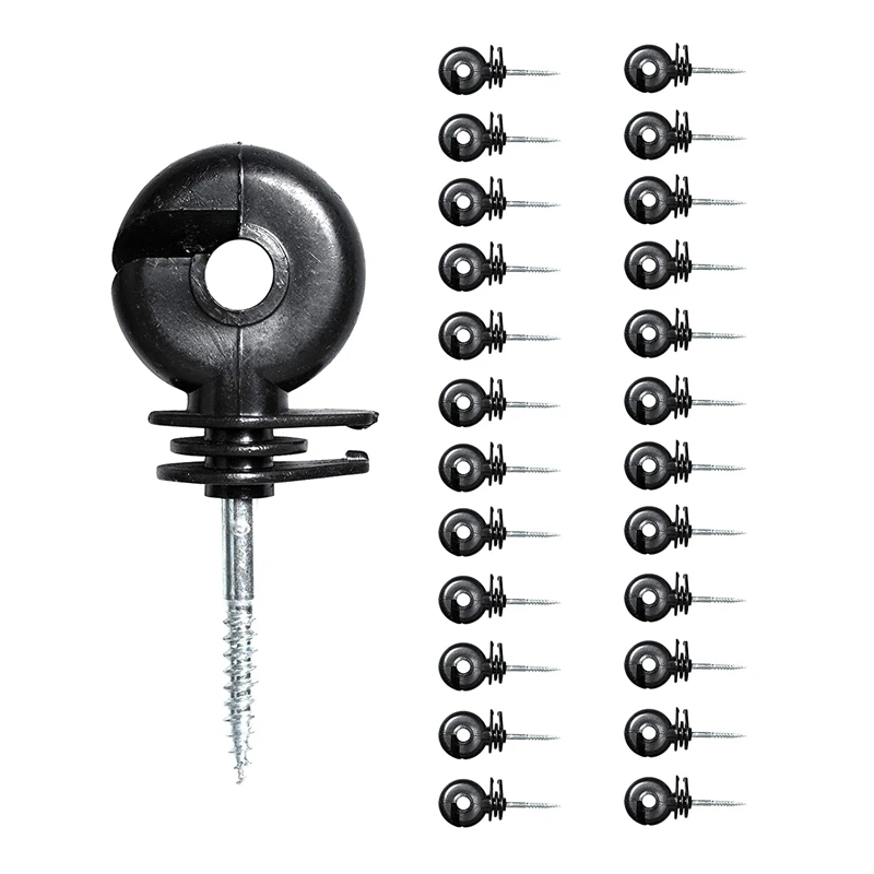 

25Pcs Screw Fence Insulators Electric Fence Insulator Screw-In Insulator Fence Ring Post For Electric Fence Accessories
