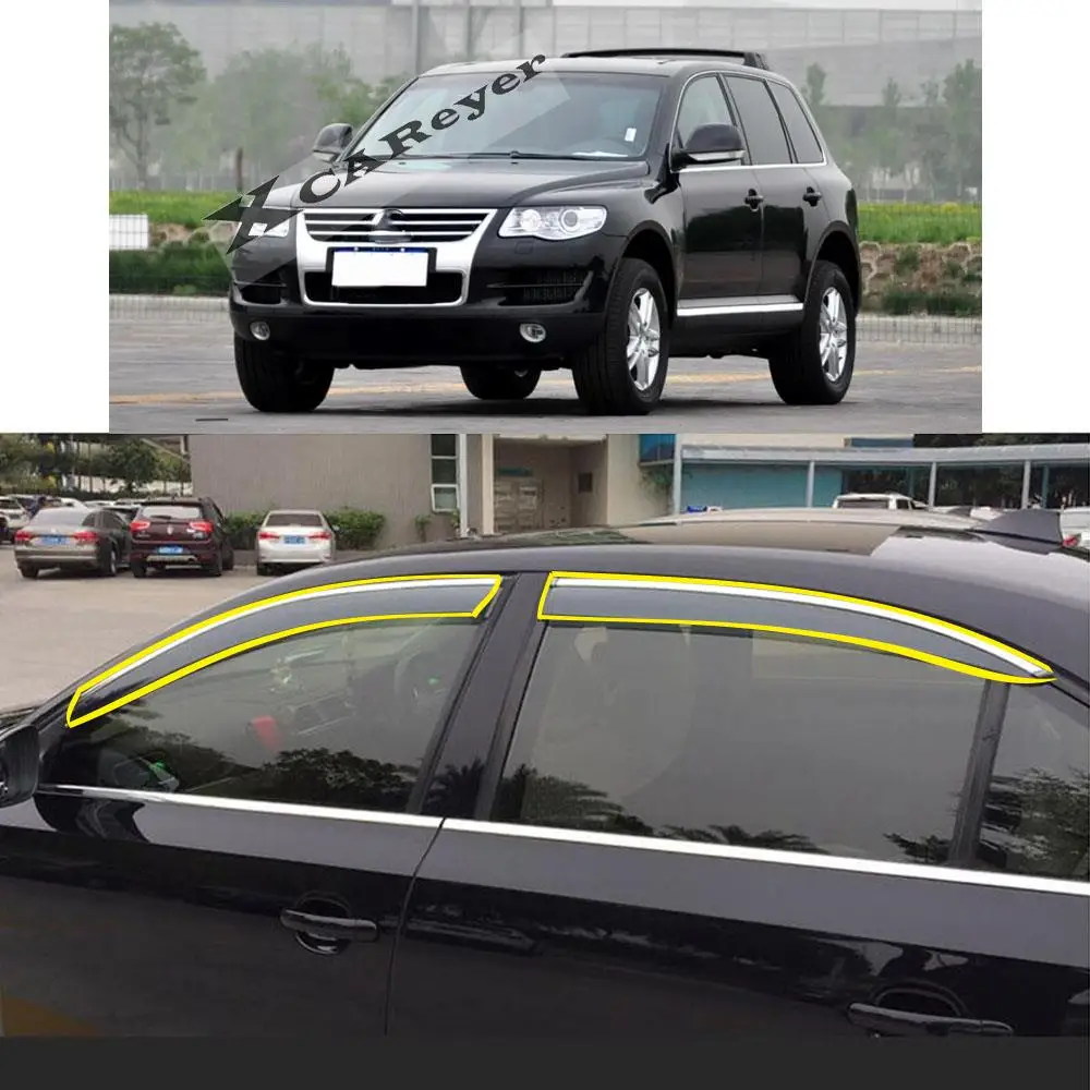 

Car Sticker Plastic Window Glass Wind Visor Rain/Sun Guard Vent Smoke Protector For VW Volkswagen Touareg 2004-2010