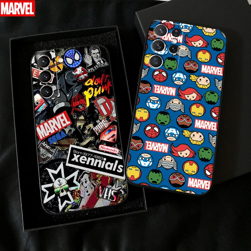 

Marvel Avengers Logo Phone Case For Samsung Galaxy S22 S21 S20 S10 10E S9 S8 Plus S22 S21 S20 Ultra FE 5G Carcasa TPU Black