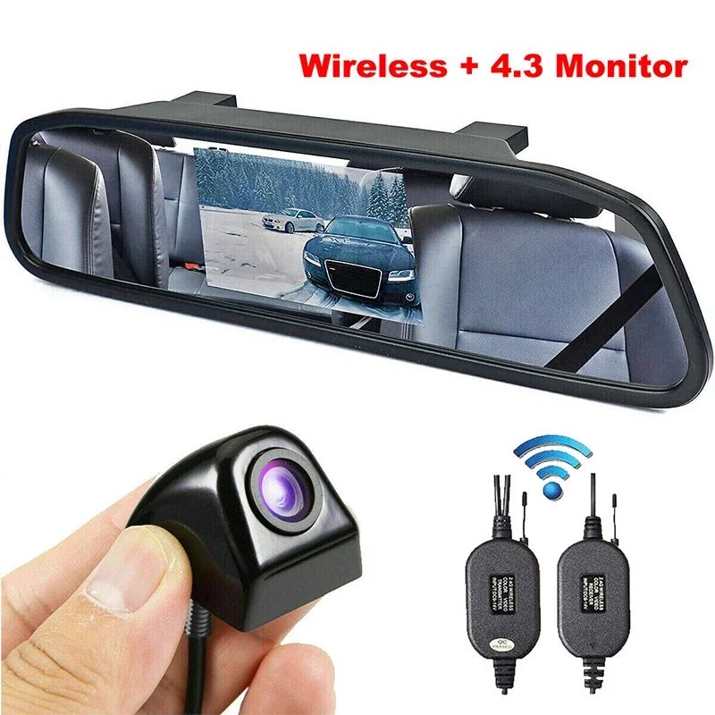 Беспроводное зеркало заднего вида Bileeko 4 3 дюйма с боковым зеркалом