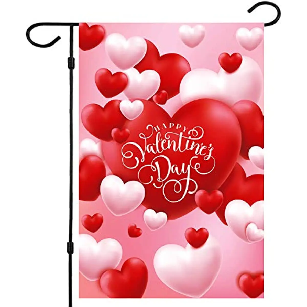 

Love 3D Double Sided Valentines Day Flag Red and White Heart Garden Flag 12x18 Inch Valentine House Flags for Outdoor Decoration